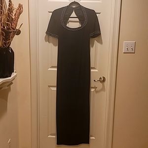 Vintage Black Tie Oleg Cassini Black  Beaded Sequin  Deco Dress